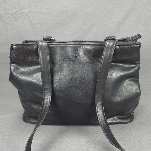 TR Bentley Black Faux Leather Tote Shoulder Bag Zip Pocket - Picture 2 of 16